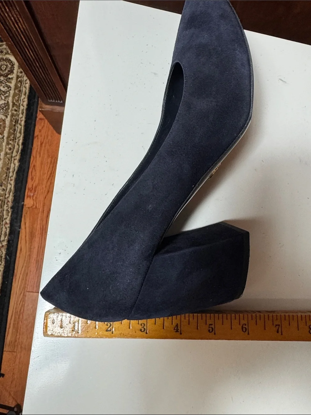 Prada Navy Suede Pointed-Toe Pumps